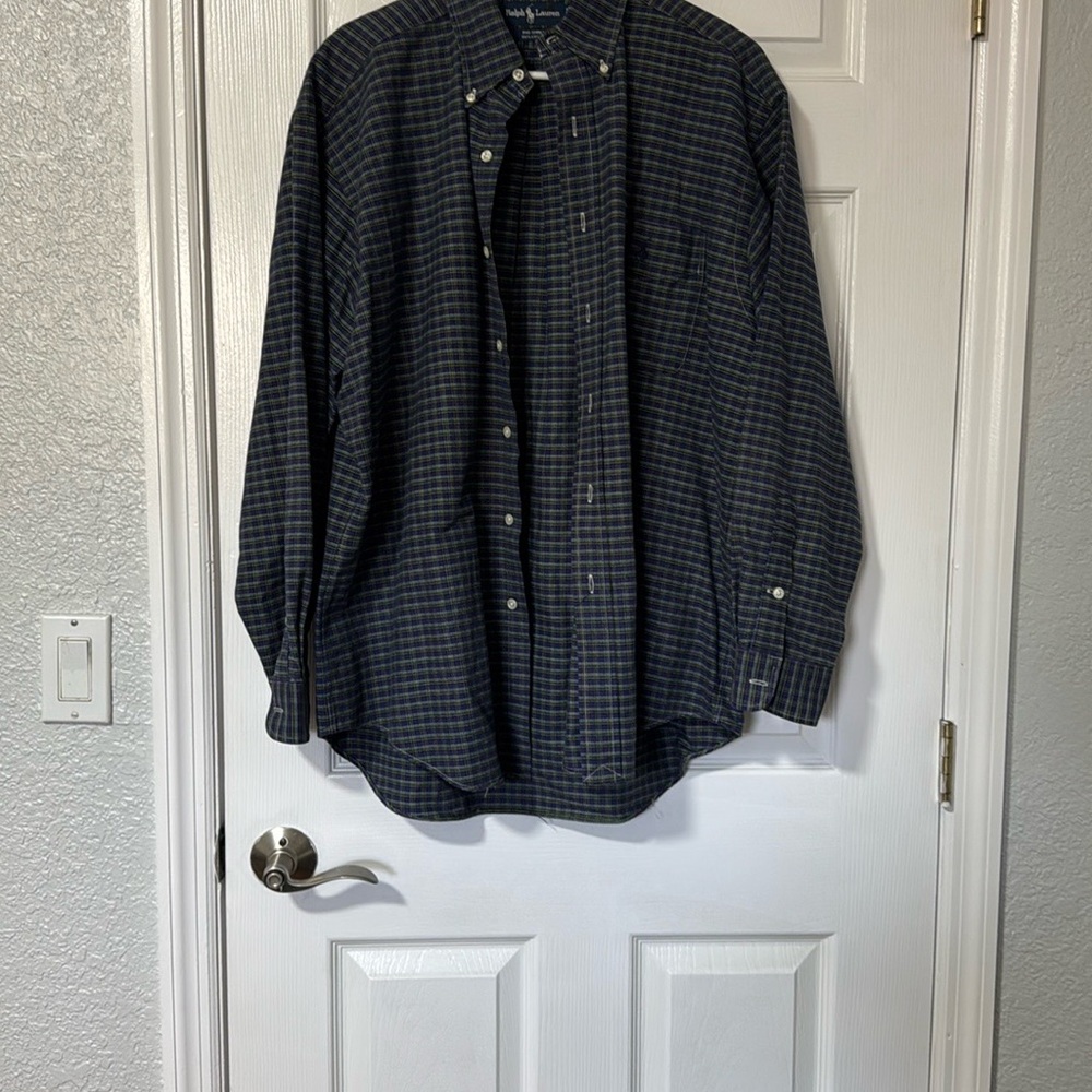 Ralph Lauren Navy and Green Plaid Shirt